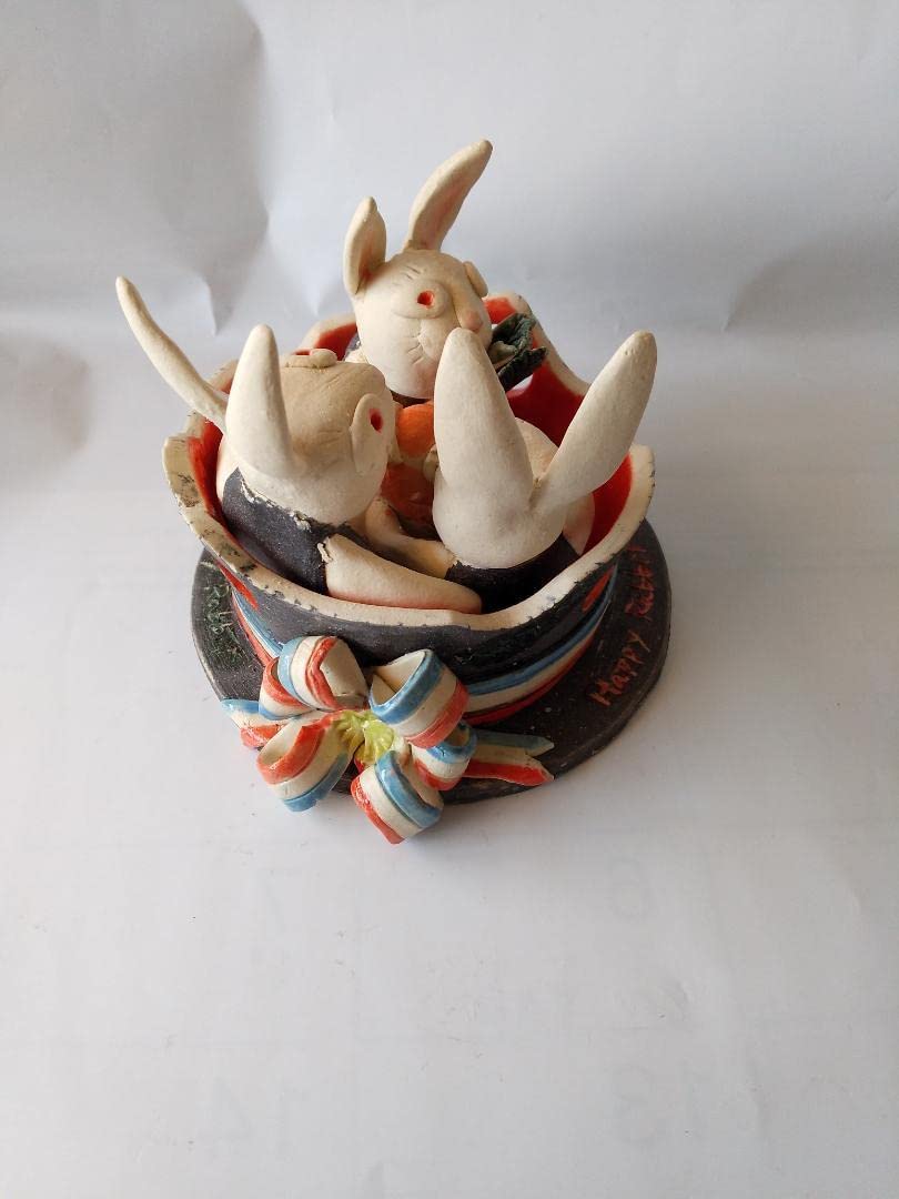 干支兎置物 干支 置物 卯 うさぎ ウサギ 兔/ 白磁 福卯（親子） /2023年